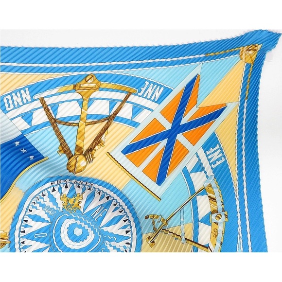 Hermes Blue and Gold Scarf - Picture 5 of 11